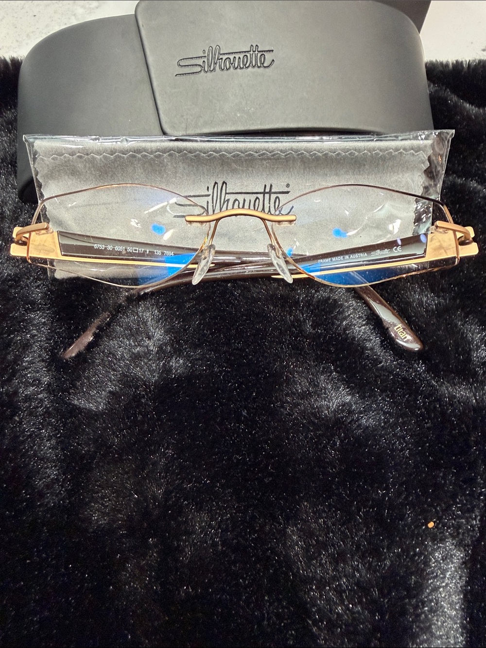 Silhouette Rimless Women's Eyeglasses in Gold and Brown